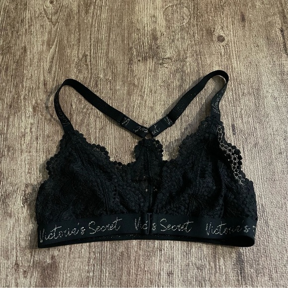 Victoria's Secret Black Lace Razorback Bralette Size Small - Picture 1 of 4